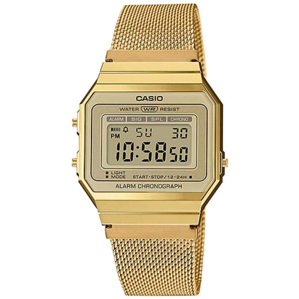 Casio A700WMG-9ADF Unisex Vintage Digital Gold Mesh Bracelet Watch