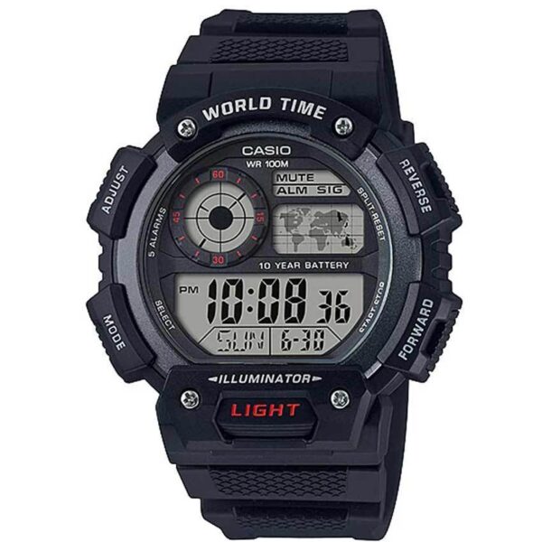CASIO AE1400WH-1AV Men’s Digital World Time Black Resin Watch