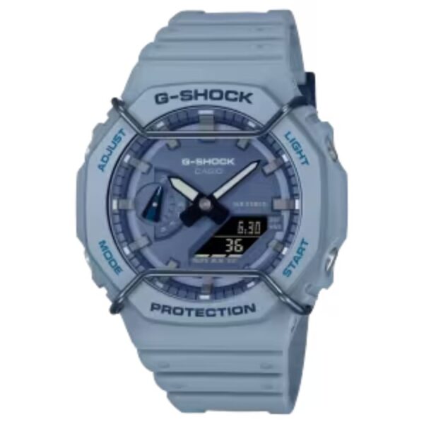 Casio GA-2100PT-2ADR Tone-on-Tone Wire Face Blue Polarized Resin Watch
