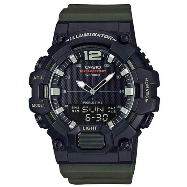 CASIO HDC-700-3AVDF MEN’S ANALOG DIGITAL WORLD TIME GREEN RESIN QUARTZ WATCH