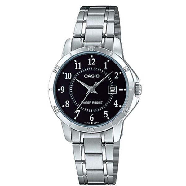 Casio Ladies LTP-V004D-1BUDF Black Dial Stainless Steel Small Watch