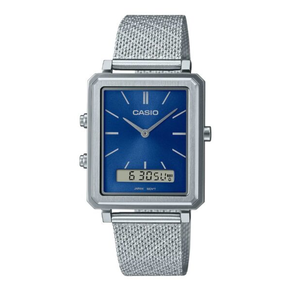 Casio MTP-B205M-2EDF Unisex Ana-Digi Blue Dial Stainless Steel Watch