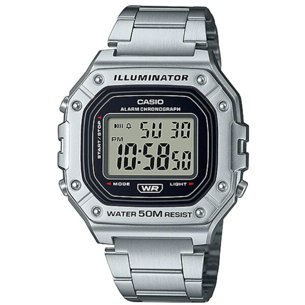 Casio W-218HD-1AVDF Men’s Square Face Stainless Steel Band Medium Digital Watch