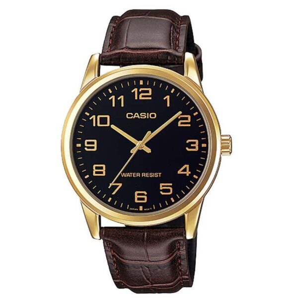 CASIO GENTS MTP-V001GL-1BUDF METAL BASIC BLACK DIAL LEATHER WATCH